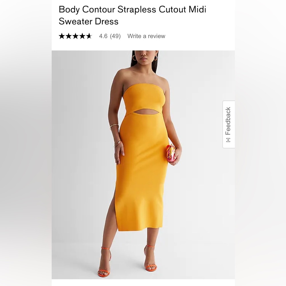 NWT Express Body Contour Strapless Cutout MIDI Dress